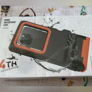 Diving Waterproof Phone Case with Orange Trim